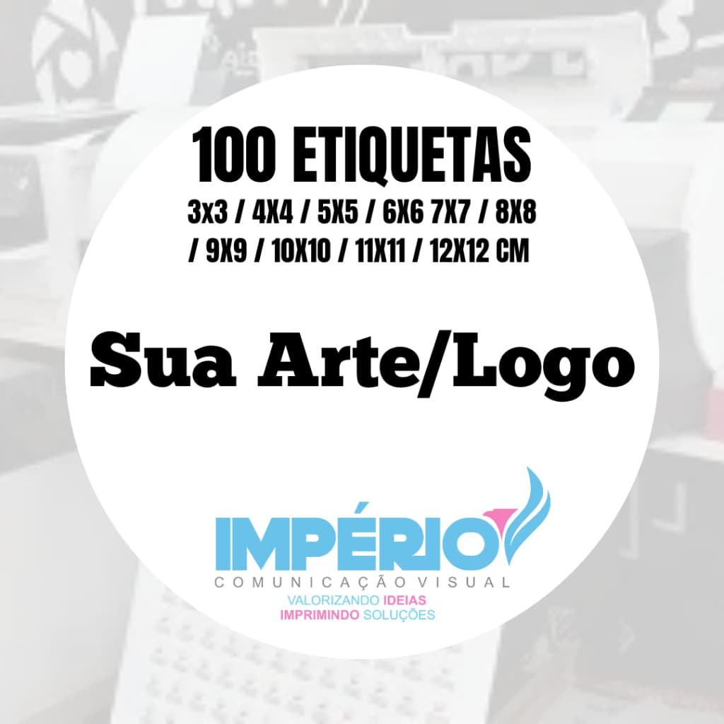 Adesivo Vinil Personalizados 100 Unidades 3x3/4X4/5X5/6X6/7X7/8X8 cm  Leitoso Quadrado e Redondo