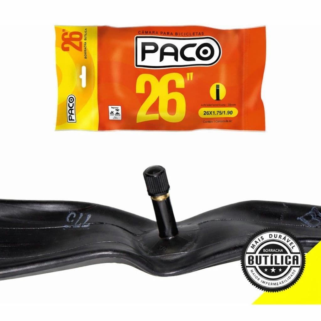 Câmara de Ar Paco Prime Aro 26x1.75/1.90 Válvula 35MM Americana Bike