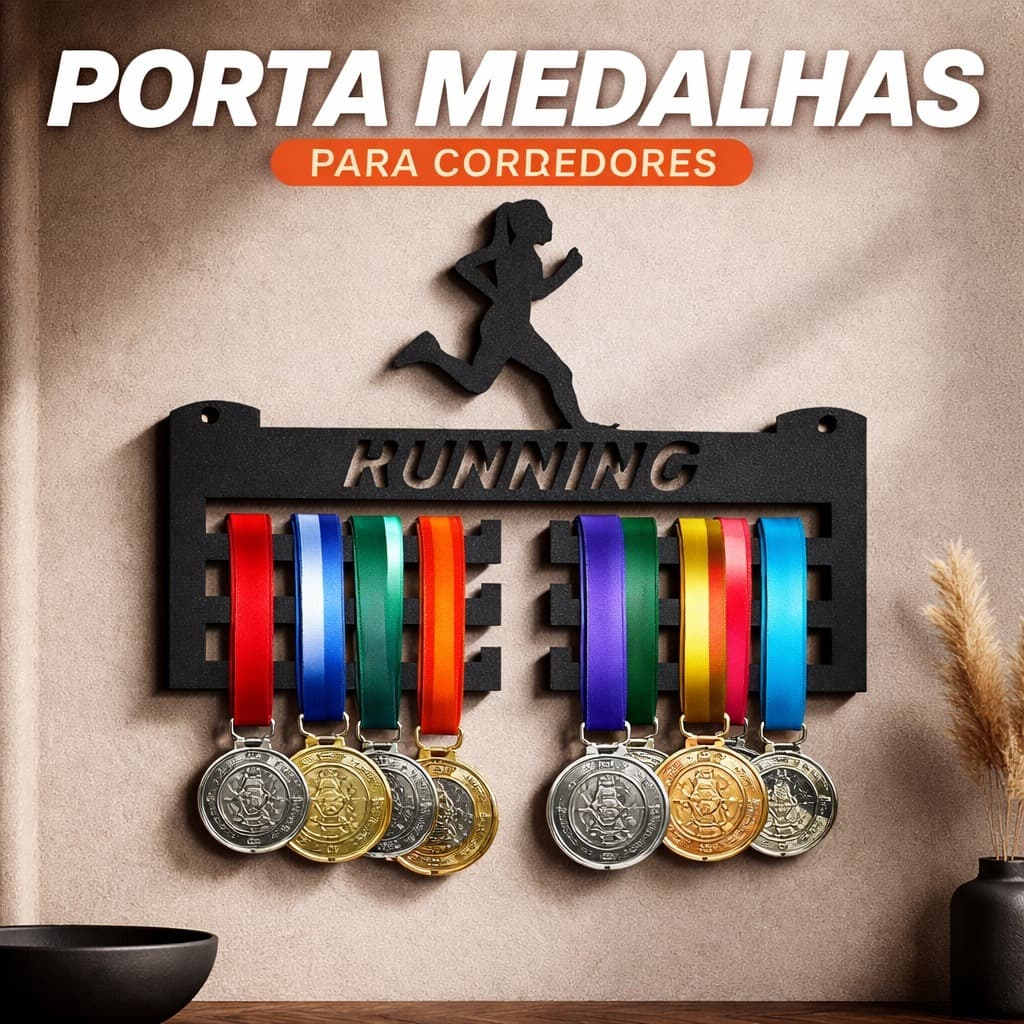 Porta Medalhas de Parede para Corrida Running