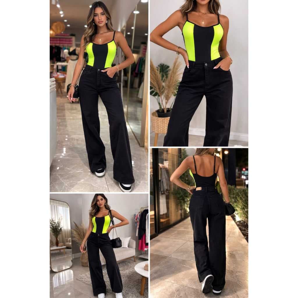Calça Jeans Wide Leg Preta Cintura Alta – Modelagem Perfeita A calça que valoriza seu corpo e deixa qualquer look mais