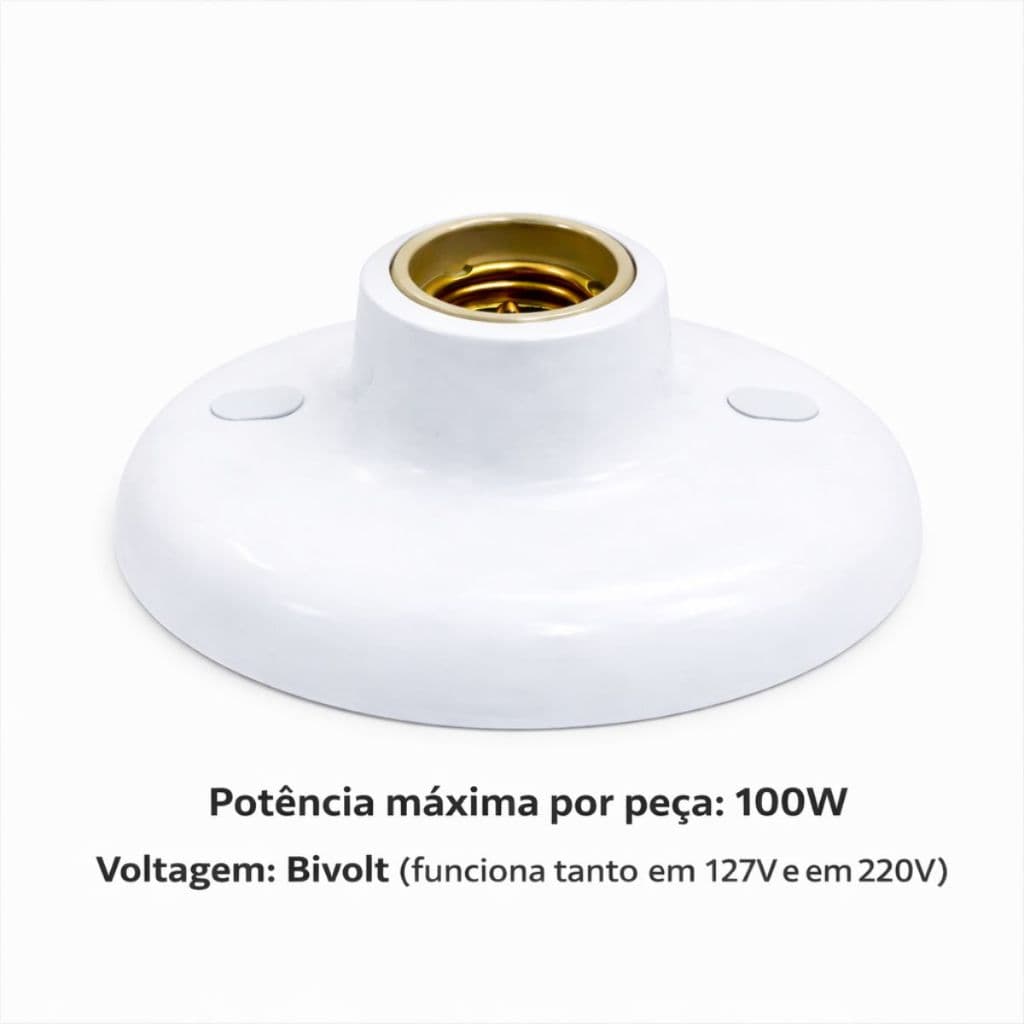 Plafon Branco Bivolt 100W por Peça – Compatível 127V a 220V – Fácil Instalação e Resistente
