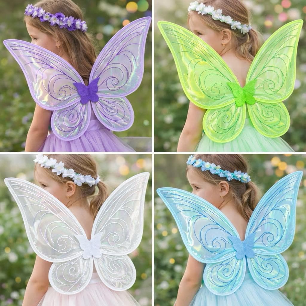 Asa de Fada Brilhante Fantasia 48cm Carnaval Criança Adulto Princesa Festa Holografica