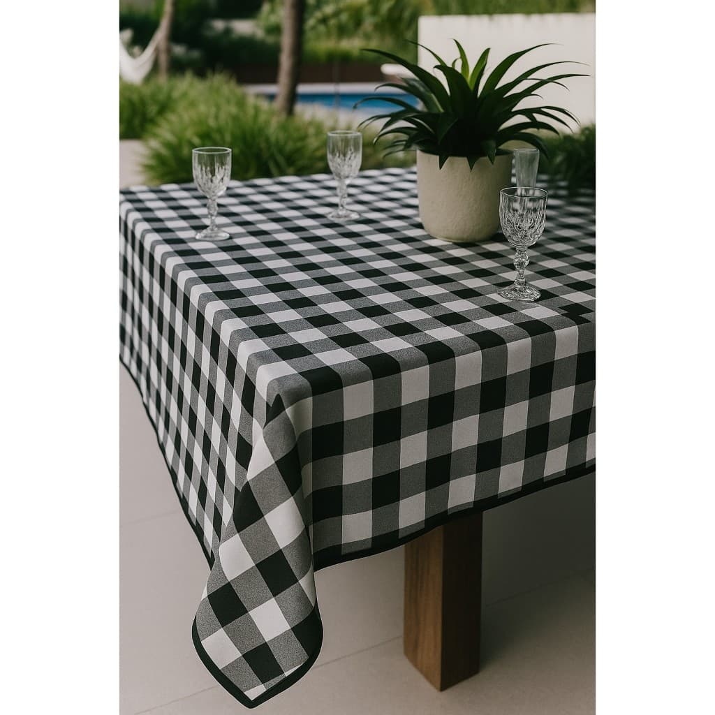 Toalha de Mesa Moderna liquidação Estampada Xadrez | 8 Lugares | Acabamento de Qualidade