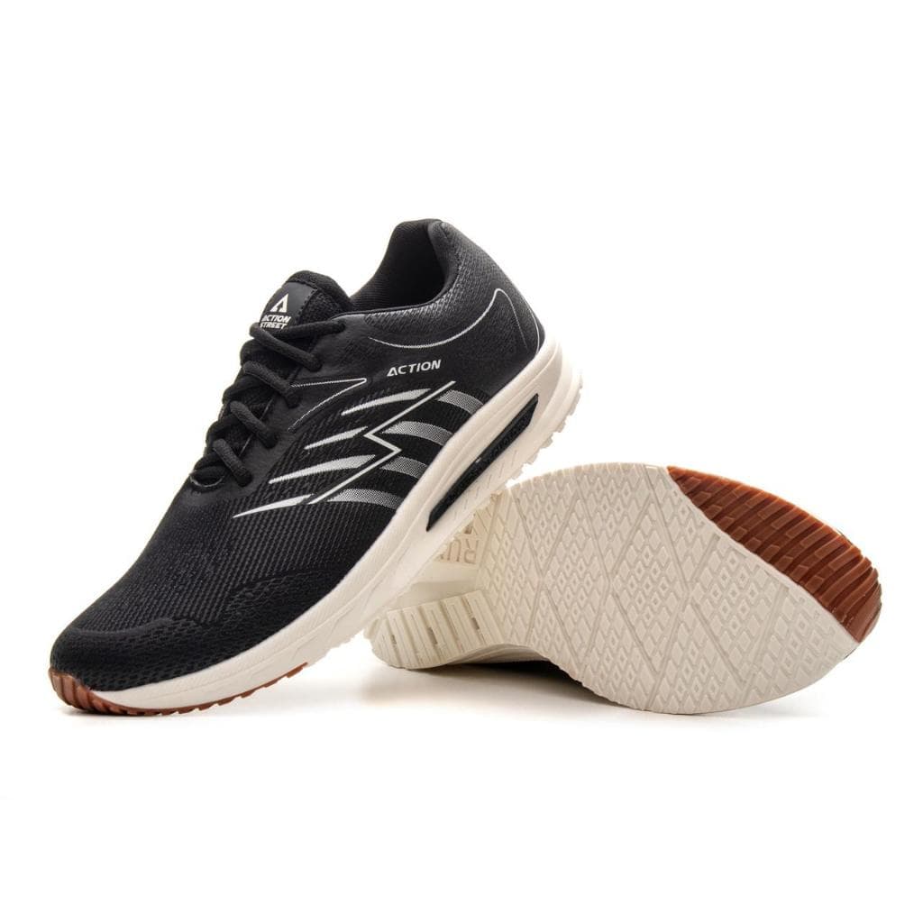 Tênis Masculino Preto Com Branco Action Street Leve Confortável e Estiloso Ideal para o Dia a Dia