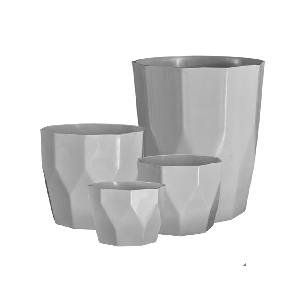 Kit conjunto 4 vasos cachepôs modernos facetados para flores e plantas ideal para arranjos mesa casa