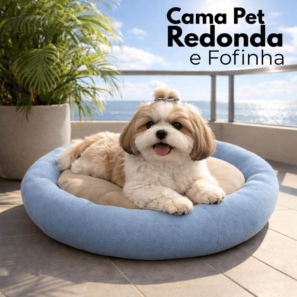 Cama Cachorro Pet Redonda Luxo Antialérgica Super Macia Para Cães e Gatos 40 a 80cm