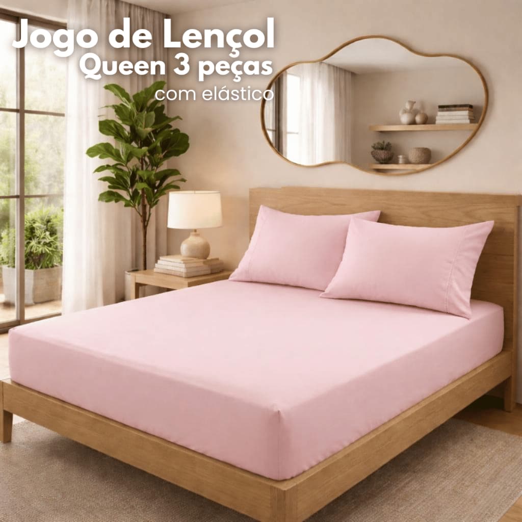 Lençol Queen Algodão Jogo 3 Peças Kit Roupa De Cama Box Posta