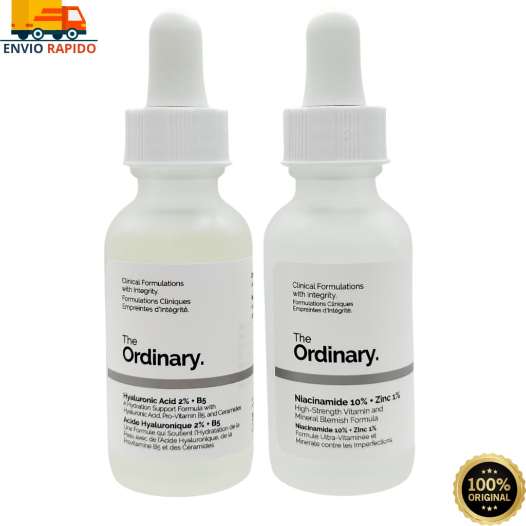 Kit 2 The Ordinary Original Importado EUA: Niacinamida 10% + Ácido Hialurônico 2% + B5. A Excelência Skincare Americano