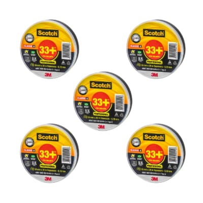 Kit 5 Fitas Isolantes 33+ Scotch 3m 19mm X 20m Preto Lisa