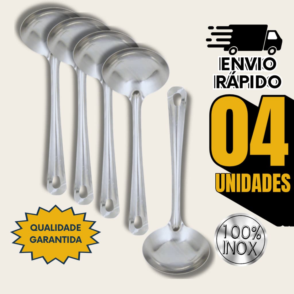 Kit Conchas Inox Para Feijão Sopa Caldos Casa Restaurante Cozinha Sopa Feijão Utensílios Concha