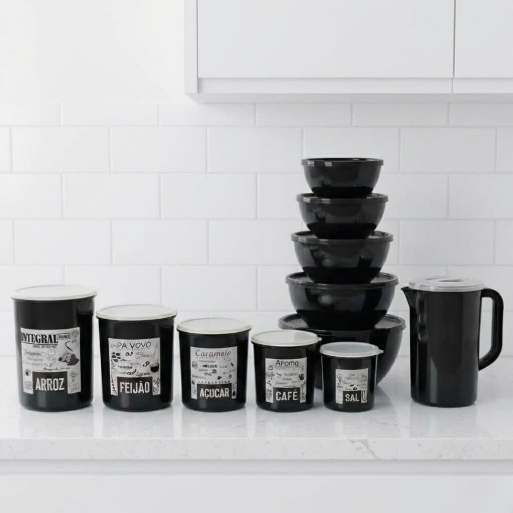 Pote Mantimentos Saladeiras Boll Kit + Jarra 1,8L Cozinha Tapuer -  Escolha o Seu