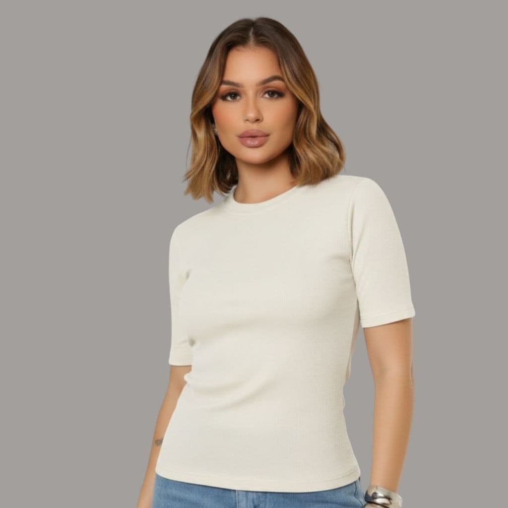 Blusinha Feminina Casual Premium Macia Slim Comfort Premium Moda Gringa Blogueirinha Luxo