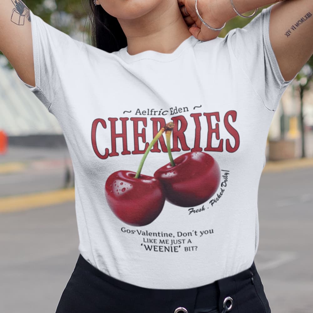 Camiseta Unissex Estampa Cerejas Vintage Estilo Retrô Casual Moderna T-shirt