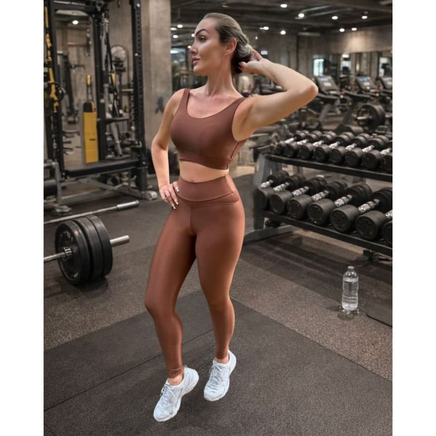 Conjunto Fitness Feminino Cintura Alta  Academia Top E Calça