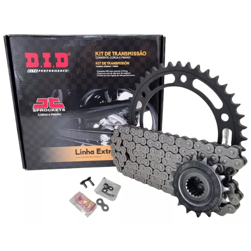 KIT TRANSMISSÃO CB500X 2014 A 2019 CB500R 2014 A 2019 CB500F 2014 A 2019 COM RETENTOR DID