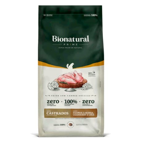 Ração Bionatural Gatos Castrados Frango, Laranja, Cranberry e Chia 7,5 kg