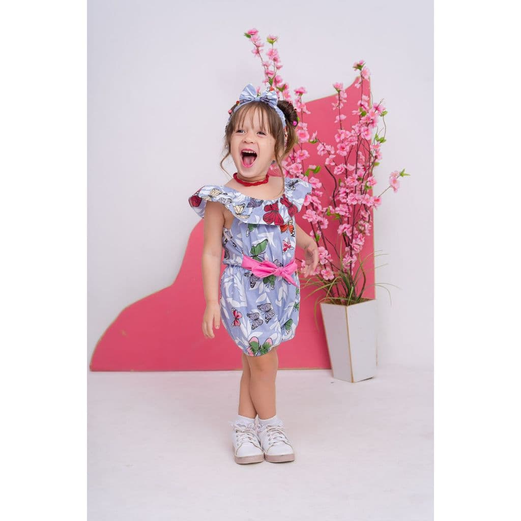 Macaquinho Infantil Menina + Tiara | Roupa de Menina 1 a 3 Anos