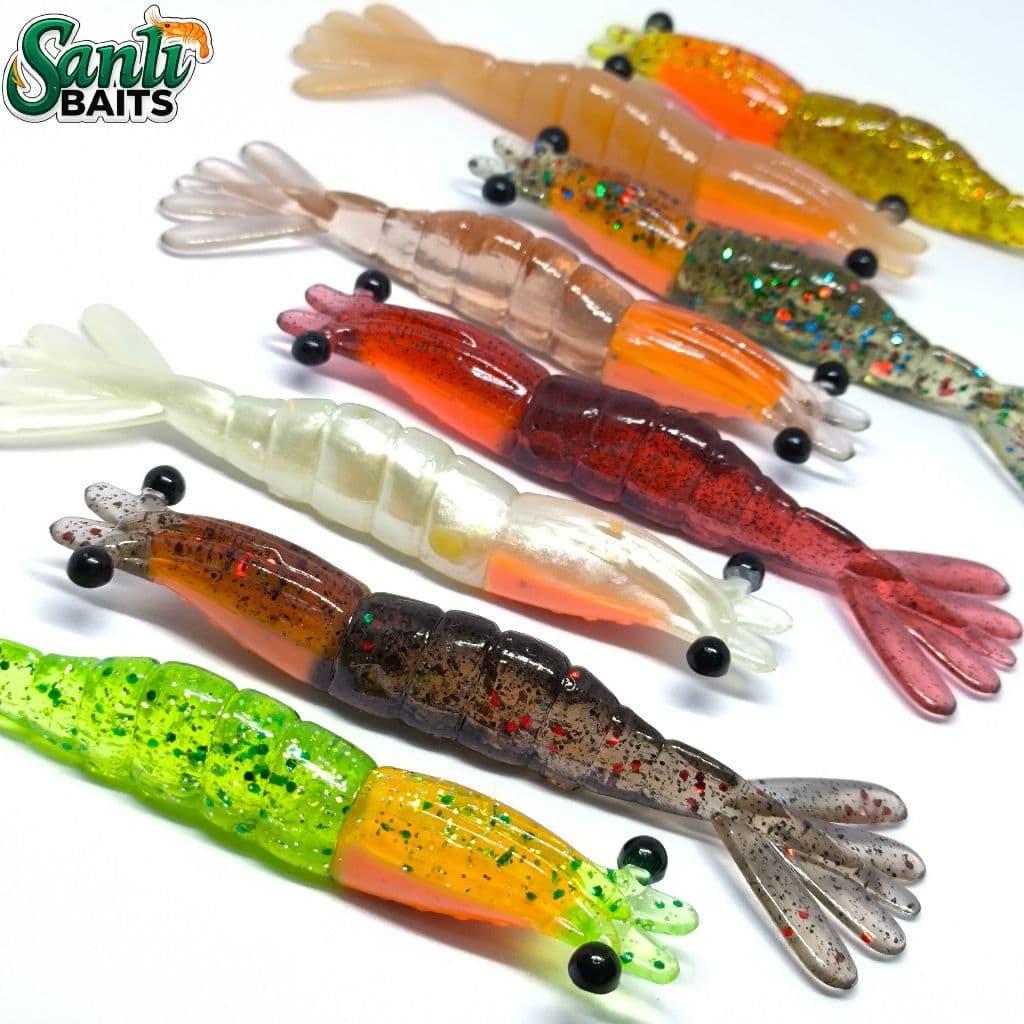 Kit até 15 Iscas Camarão Artificial 10cm Soft sanlibaits – Ideal para Robalo – Alta Resistência