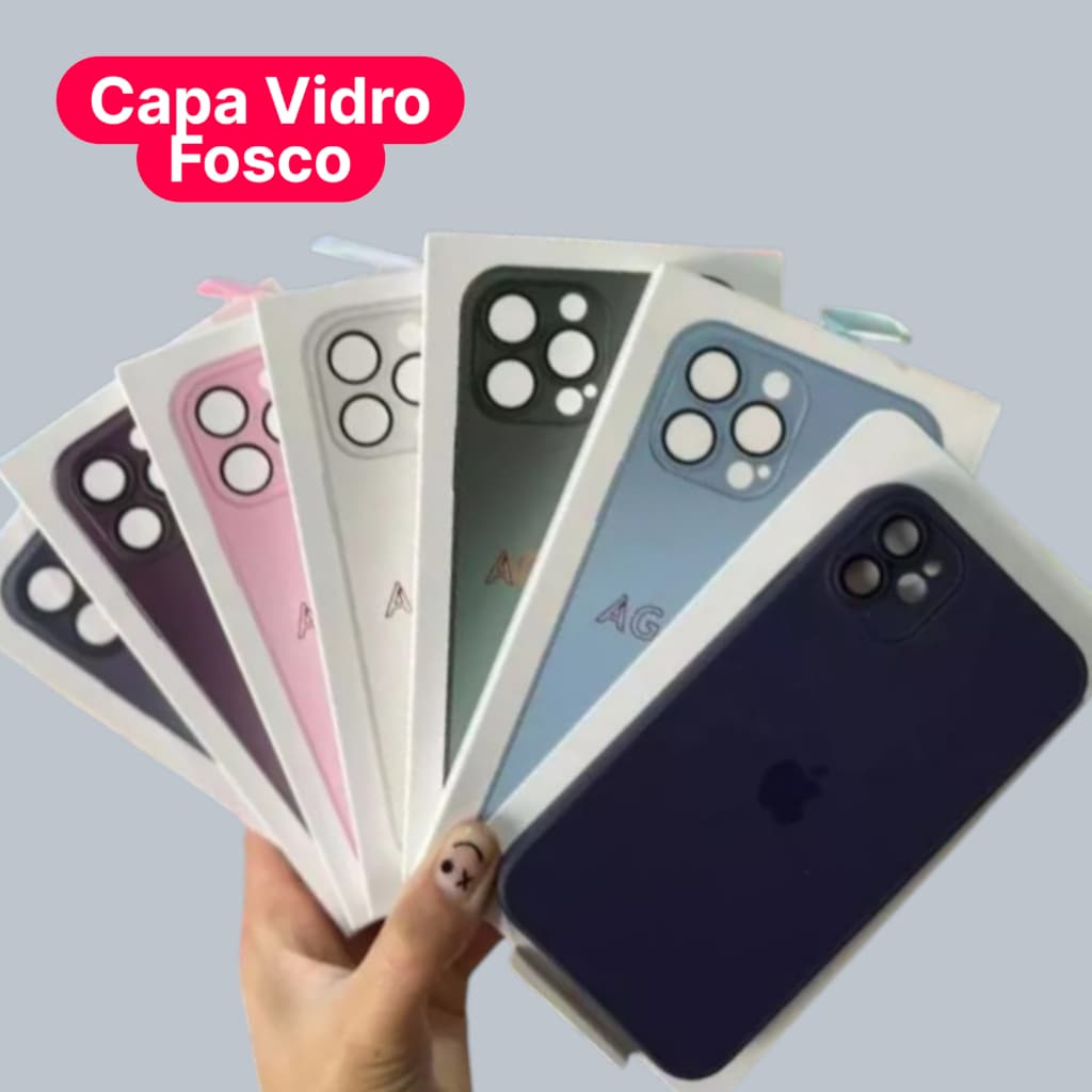 Capa Capinha Case de Vidro Fosco Temperado agglass Iphone 11/12/iphone 13 14/15/Iphone 16 16 pro max