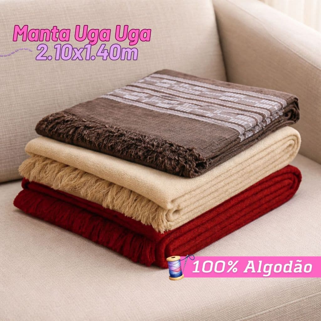 Manta Decorativa Uga Uga Para Sofá 2,10 x 1,40 Tipo Capa Protetora Decoração Macio Algodão