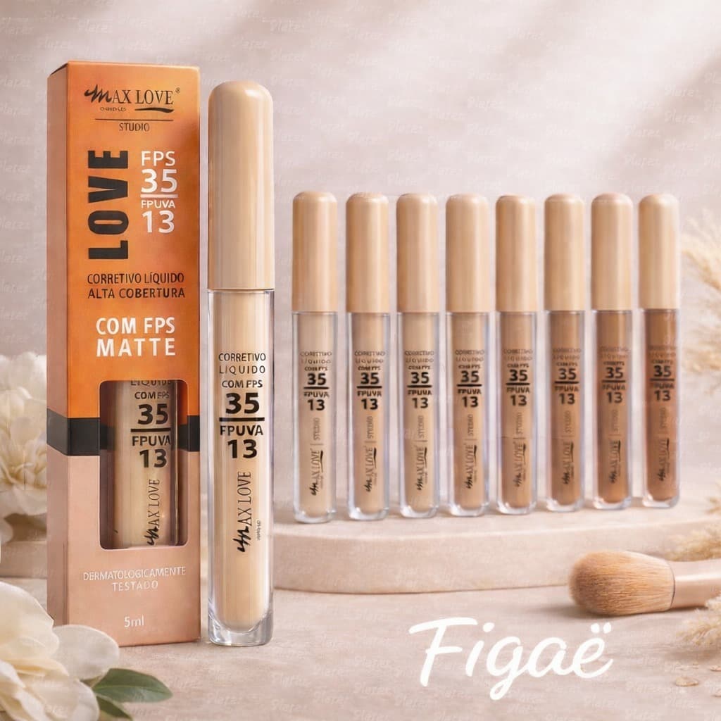 Corretivo Liquido Matte Com FPS35 e Alta Cobertura - Cores Claras e Médias 5ml - Max Love