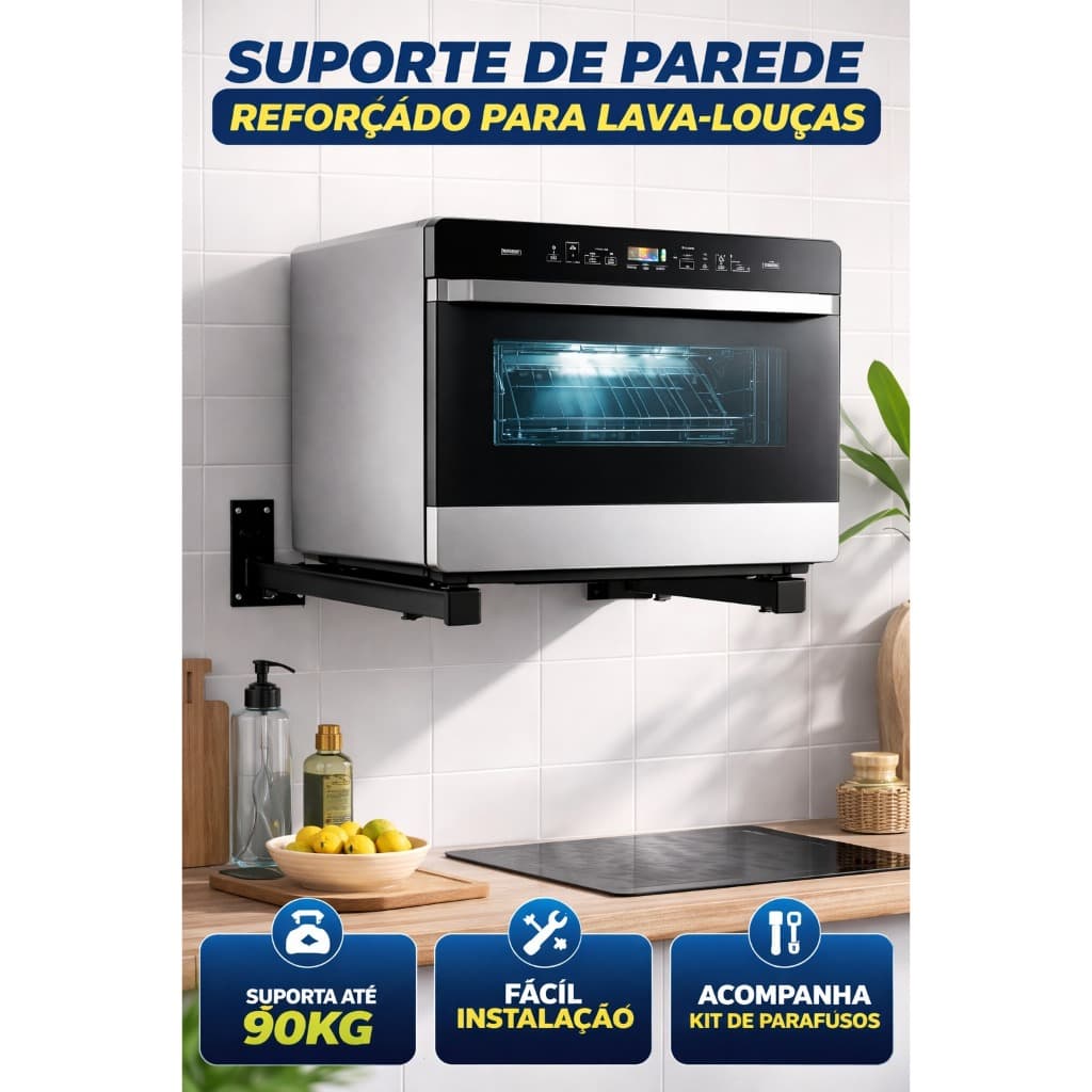 Suporte Parede Alta Resistência Para Eletrodomésticos Lava-Louças Frigobar e Cervejeira