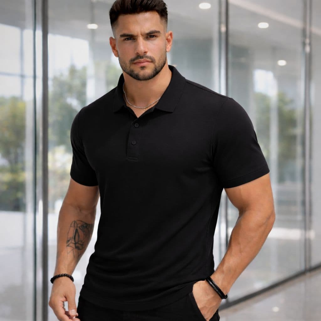 Camiseta Polo Tecnológica Leve Dry Slim Fit Masculina Casual Tecido Gelado Corte Laser