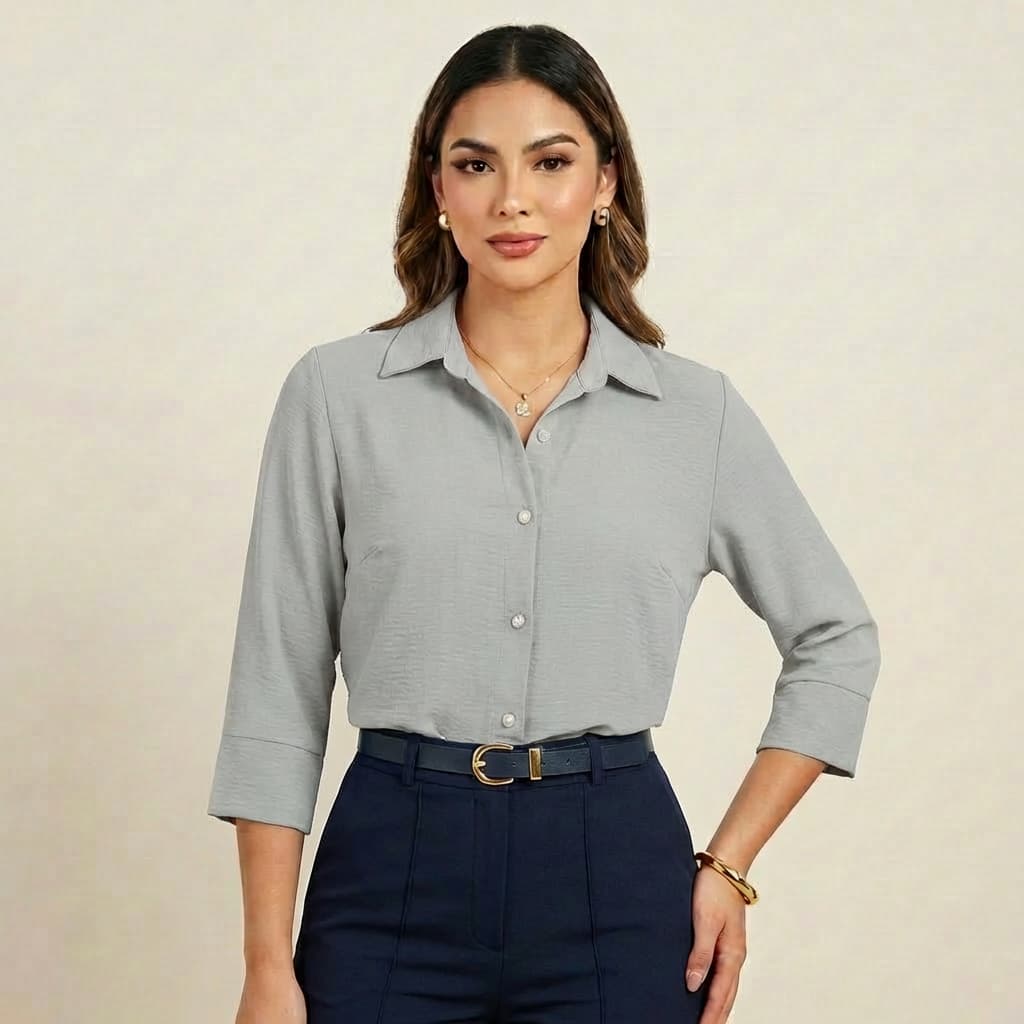 Camisa Social  Feminina Duna Soft Touch Manga 3/4