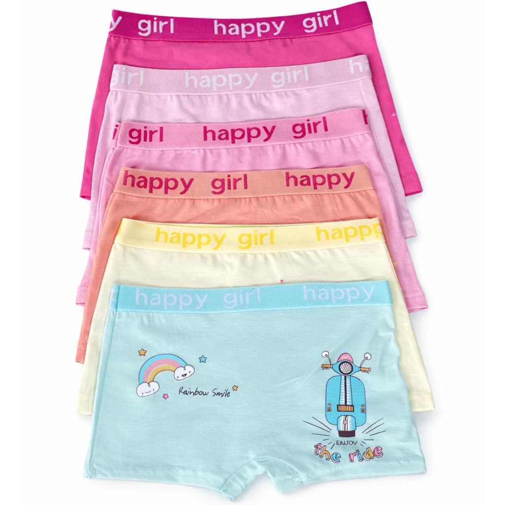 Kit Calcinhas Boxer Infantil Menina Estampadas Algodão
