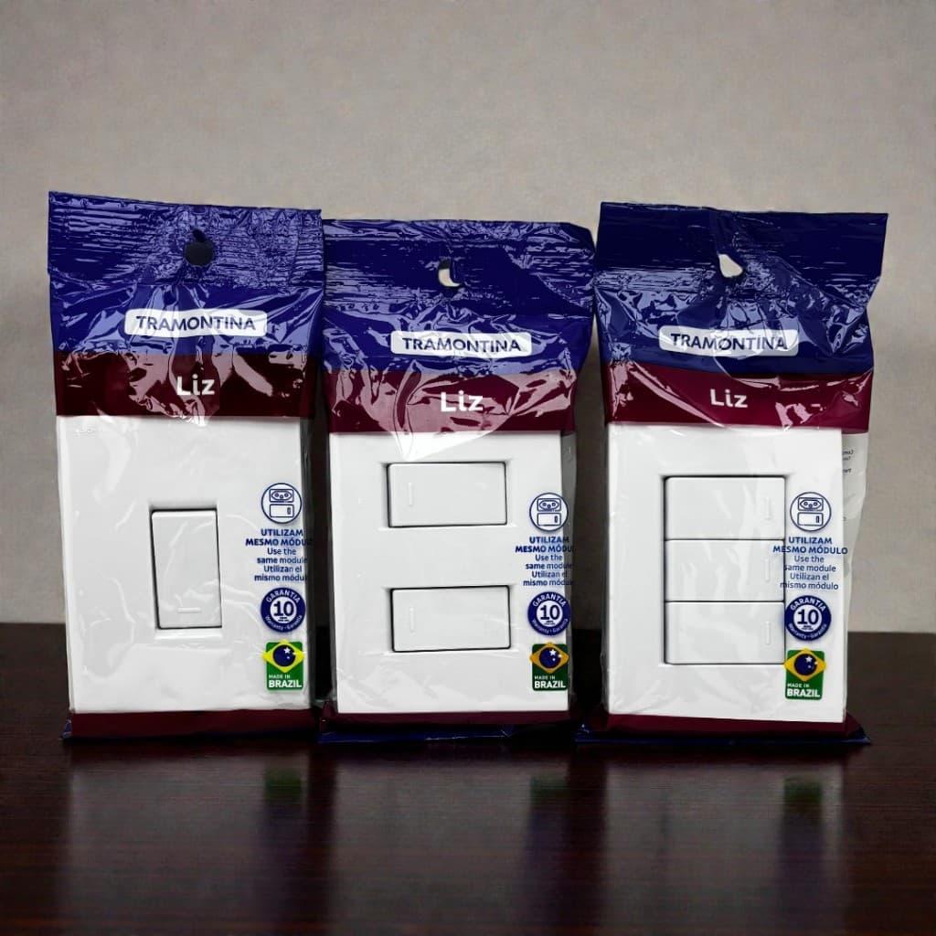 Conjunto 4x2 Tramontina Liz Branco | 1 2 ou 3 Interruptores Simples | 10A 250V