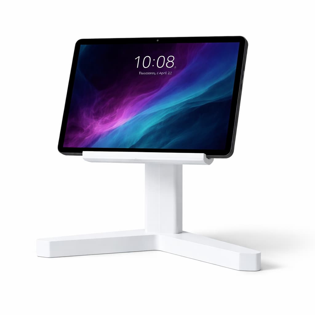 Suporte para Tablet 20cm Premium Resistente Base Estável Design Clean Branco Ideal para Estudo e Trabalho