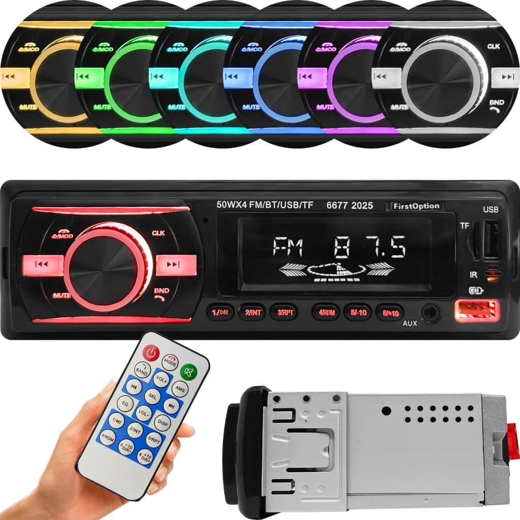 Radio MP3 Player Som Automotivo com SD USB Bluetooth MP3 Pendrive Led 7 cores