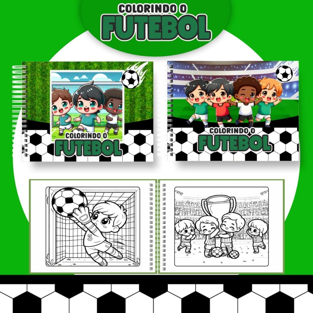 Livro de Colorir Futebol – Folha Grossa - A5 – 50 Desenhos