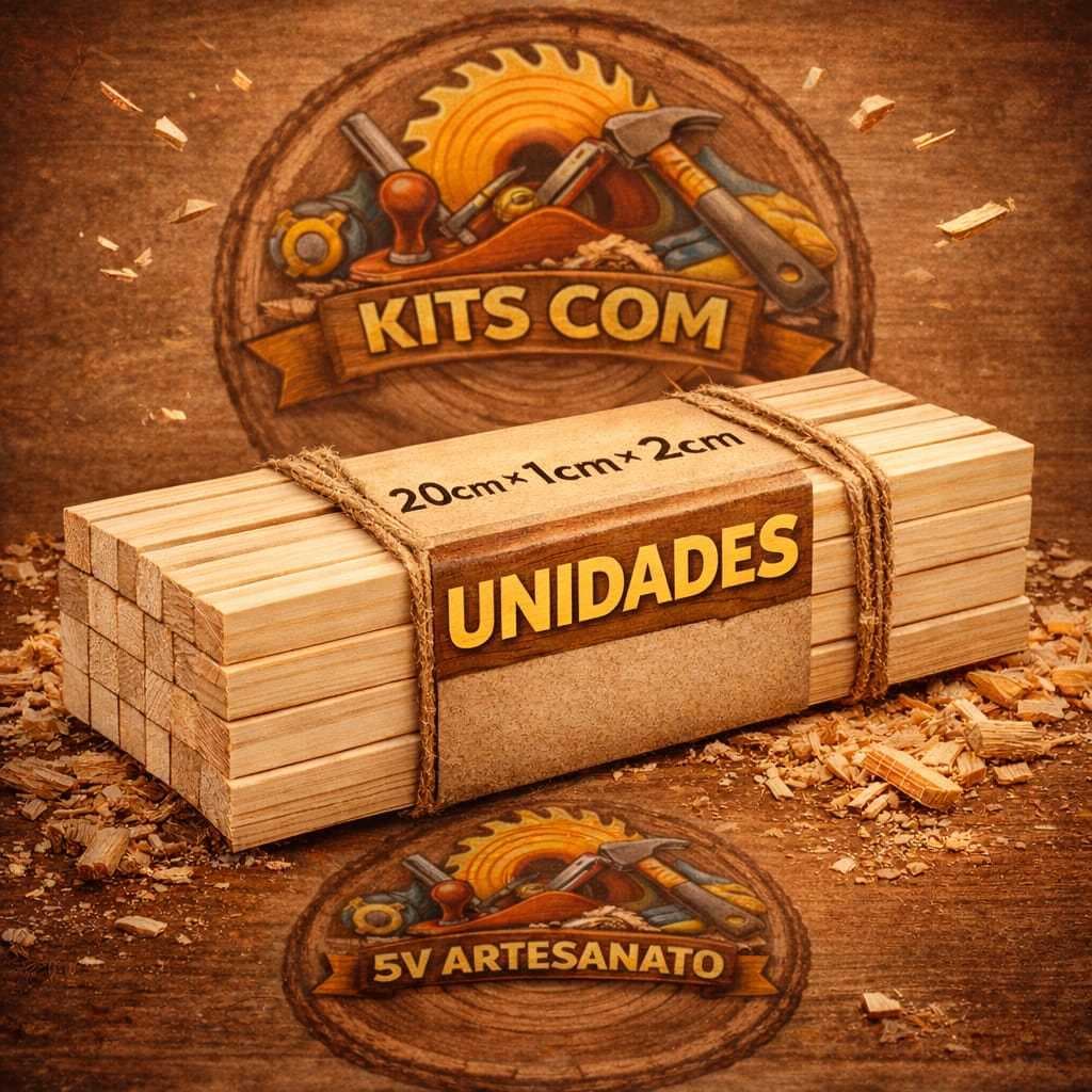 Ripa de Madeira Pinus 20cm 1cmx2cm para Artesanato kits a partir de 10 unidades abuse da criatividade