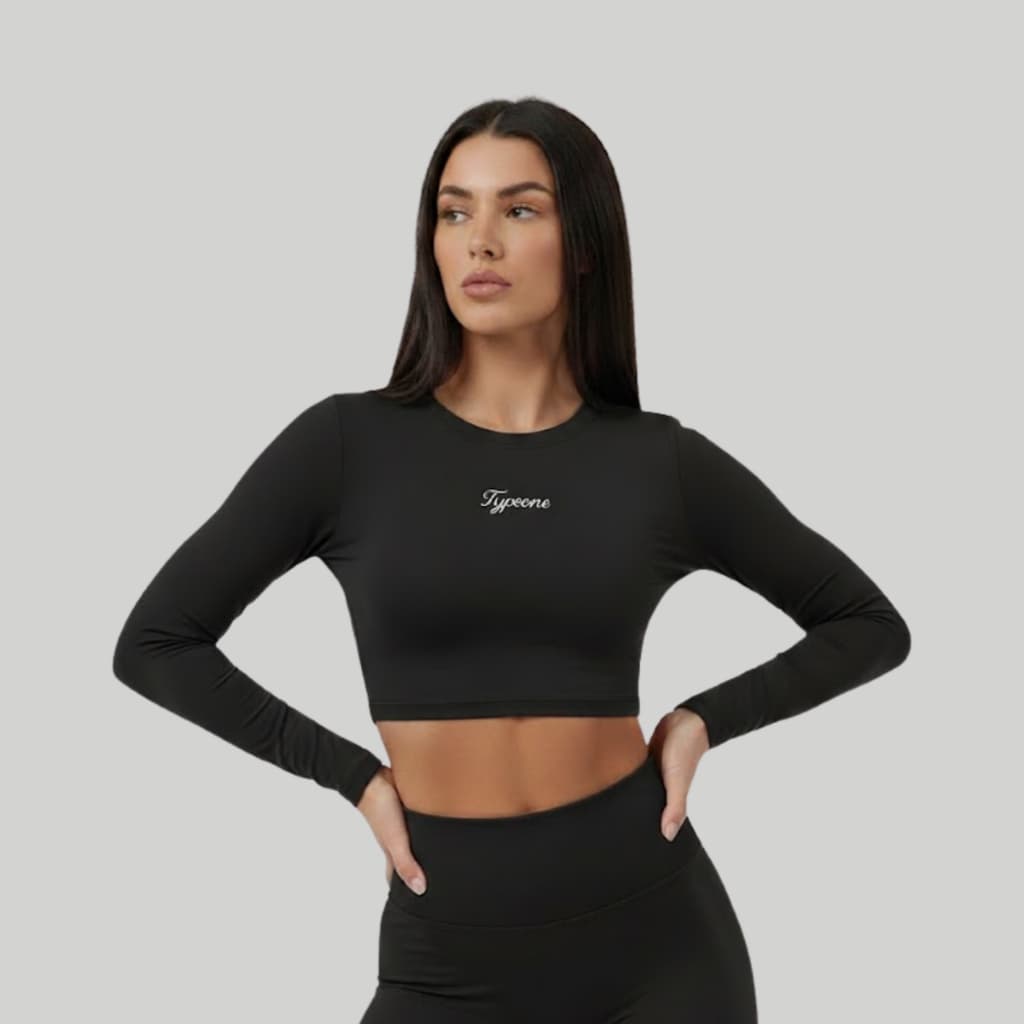 Cropped Feminino Manga Longa Poliamida Treino Academia Zero Transparência Blusa Coladinho Barriga