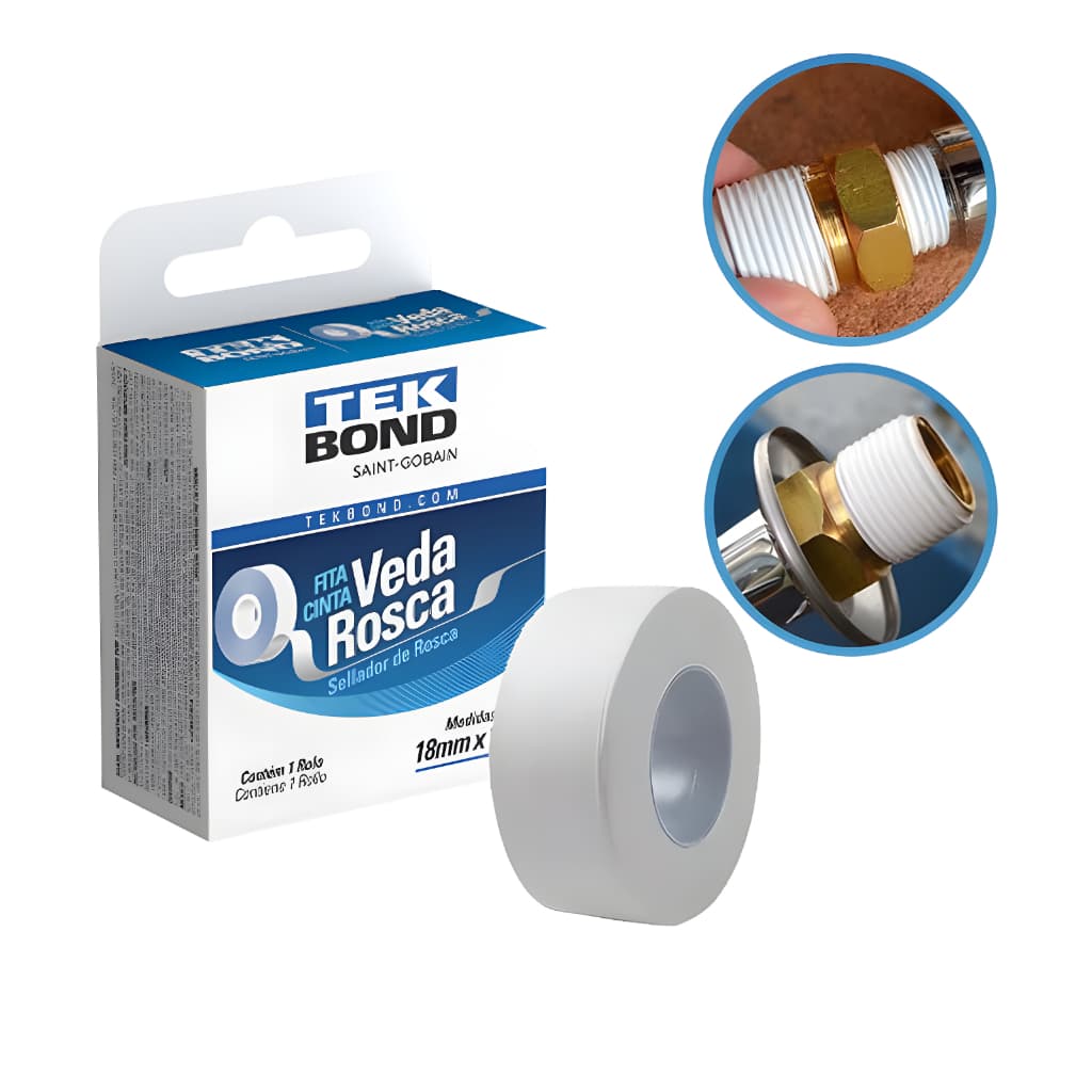 Fita Veda Rosca Encanamento Multiuso 18mm x 25 metros Tekbond Unidades