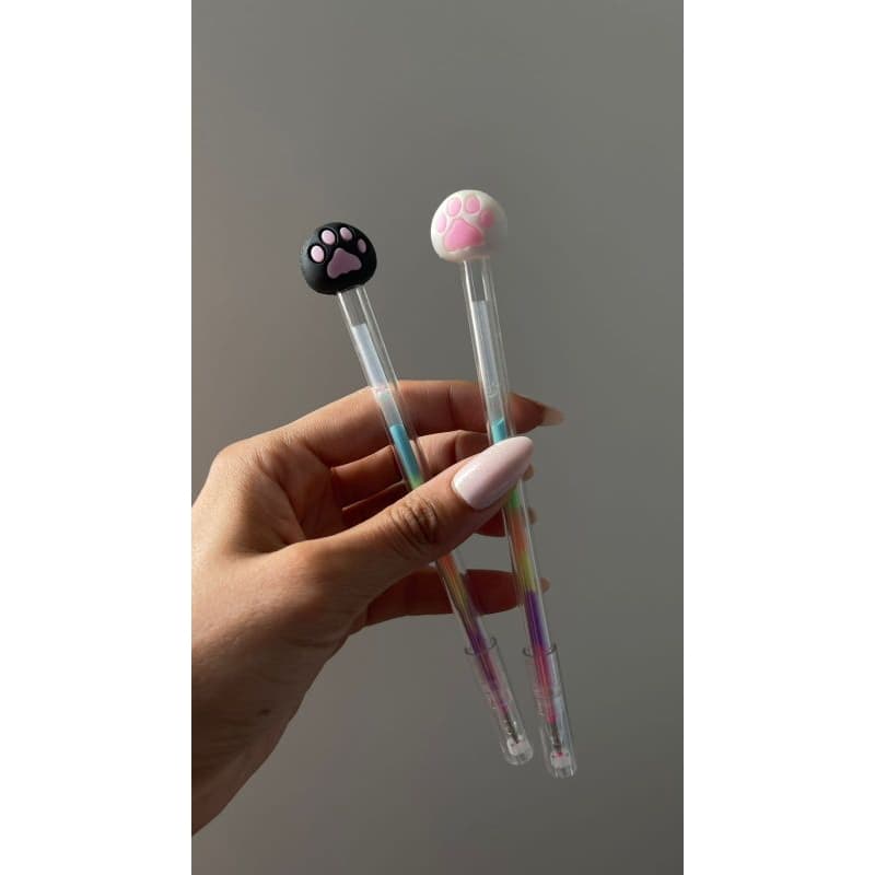 Caneta Divertida Patinha Cat Paw Papelaria Fofa Aesthetic Rainbow