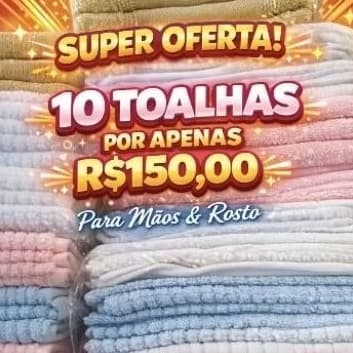 KIT PROMOCIONAL QUE ACABA RÁPIDO! 10 toalhas macias e super absorventes para mãos e rosto por um preço imperdível.