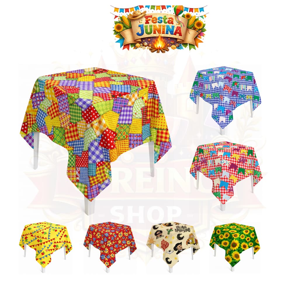 Toalha de Mesa Festa Junina Estampada 70x70cm Cobre Mancha para Decoração de Arraiá