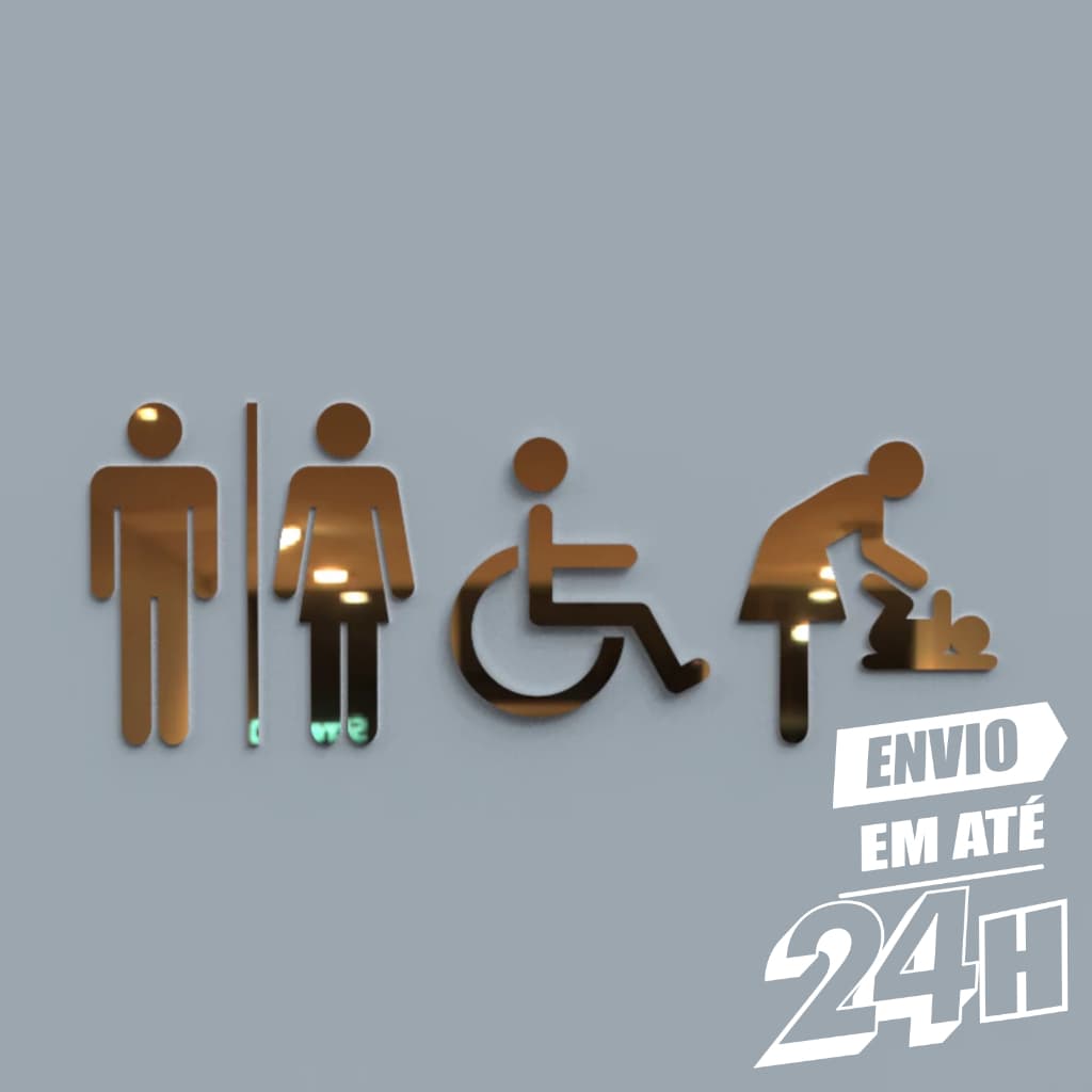 Placa Banheiro - acrílico espelhado/colorido - Toilette