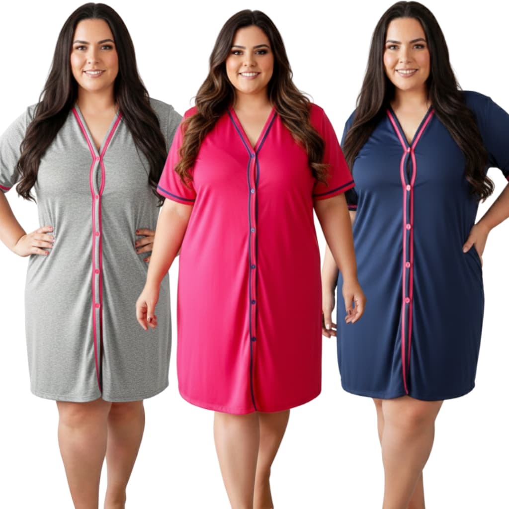Camisola Blogueirinha Plus Size Manga Curta para Amamentação e Pós Cirúrgico
