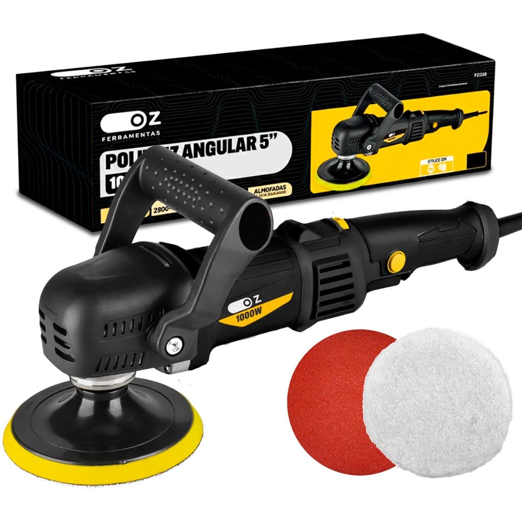 Politriz Angular Automotiva De 5 Polegadas Ozline 1000w 2800-5800 Rpm PZ1200
