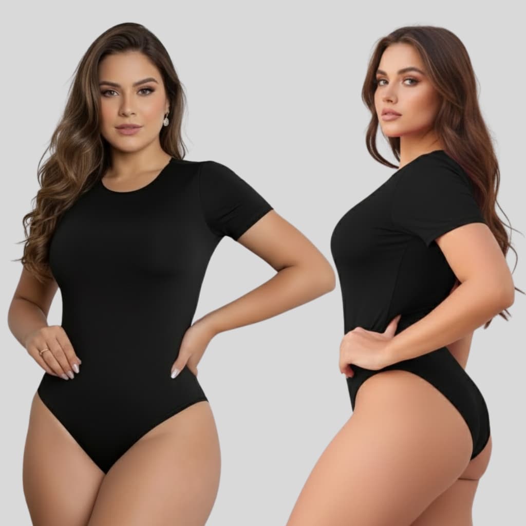 Kit 2 Bory Manga Curta Suplex Com Forro Gola Careca Básico Liso Elegante Tendência Moda Verão