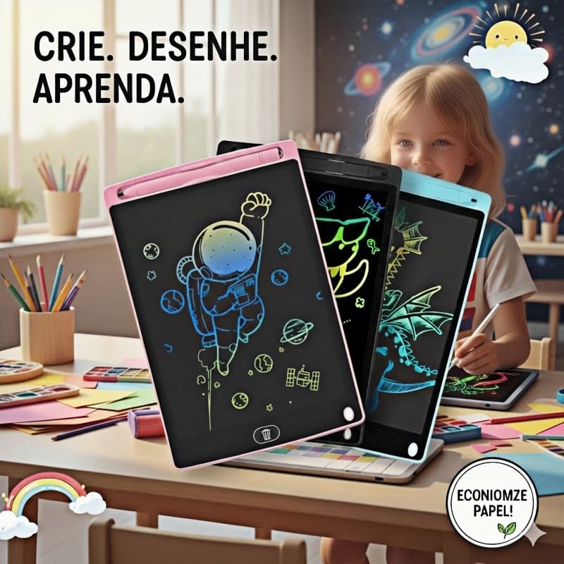 KIT5/10/15/20 Lousa Mágica LCD 12 Polegadas Tablet Infantil de Desenho
