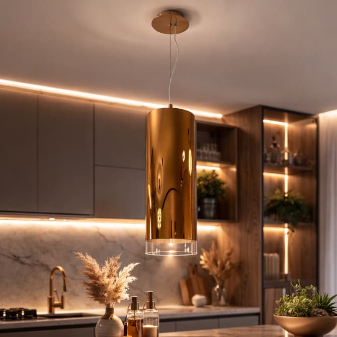 Pendente em vidro pintado Cromado e metal para lâmpada E27 PROMOÇÃO SHOWROOM