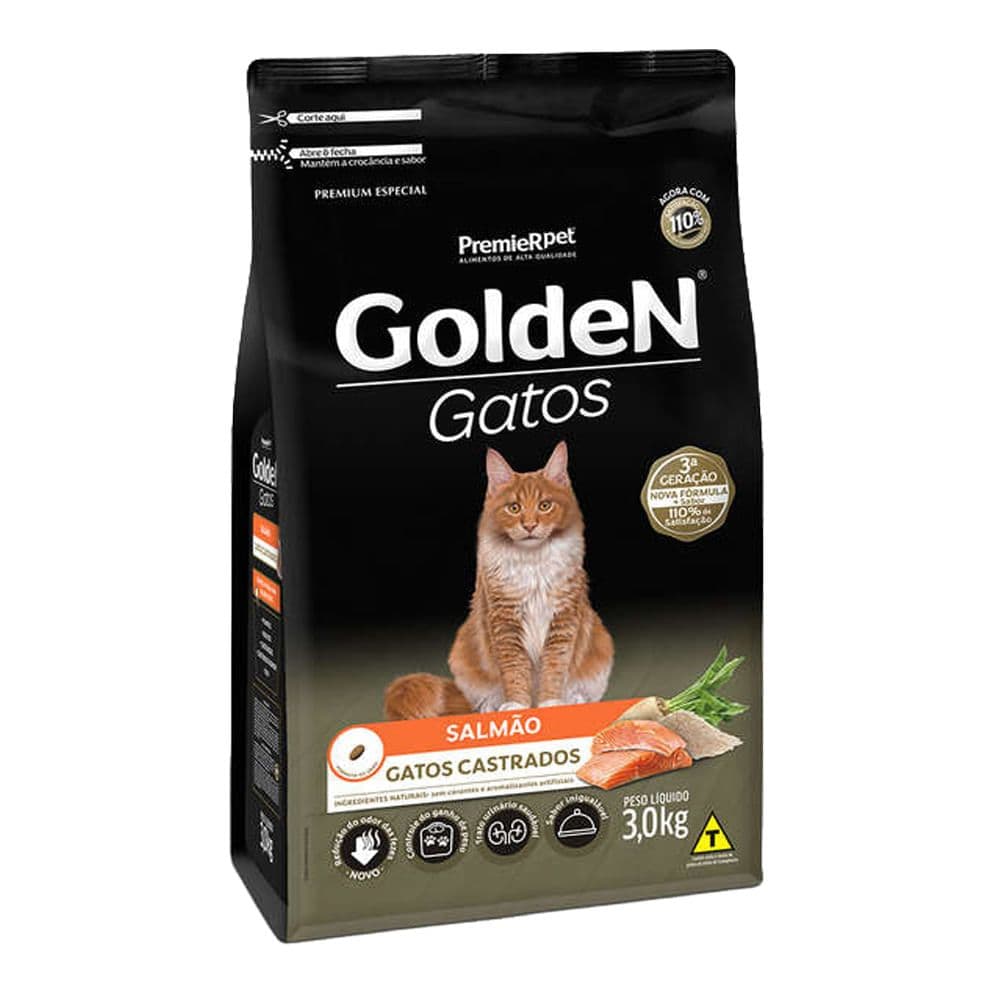 Ração Golden Gatos Castrados A Granel 1kg 2kg 3kg Frango Carne Salmão Premium Special