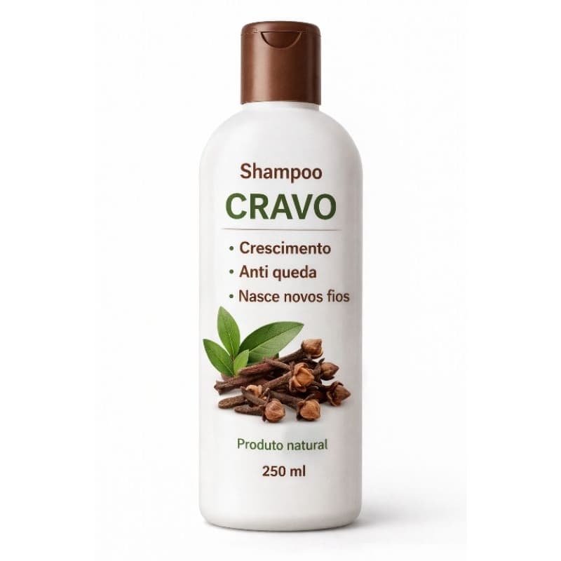 shampoo natural cravo da Índia,  crescimento de cabelo, novos fios, anti queda  e anti caspa