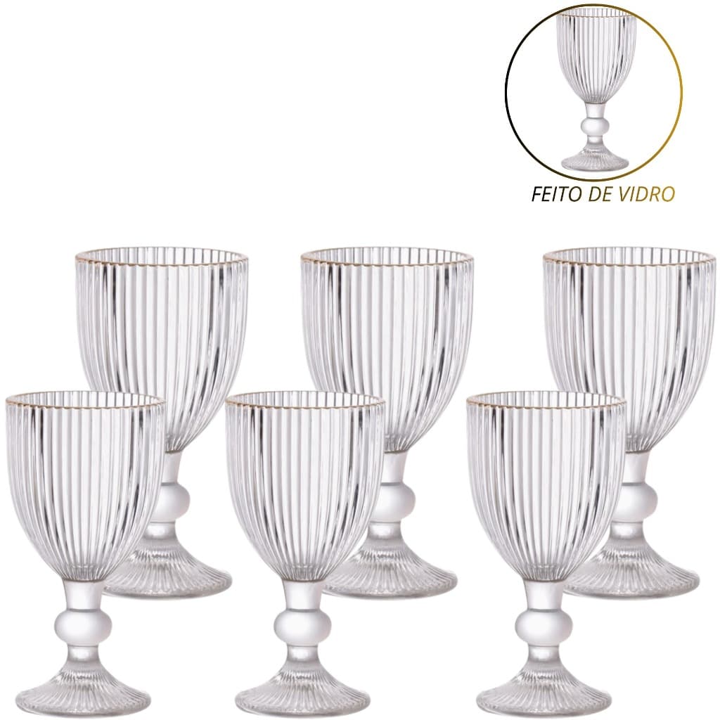 Jogo De 6 Taça De Vidro Para Licor 60ml Kit 6 Taça De Licor Ambâr, Dourado e Transparente