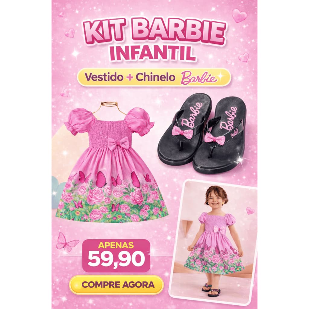 Vestido Infantil Menina + Sandália Infantil Menina Kit Roupa Infantil Menina Verão Festa Promoção