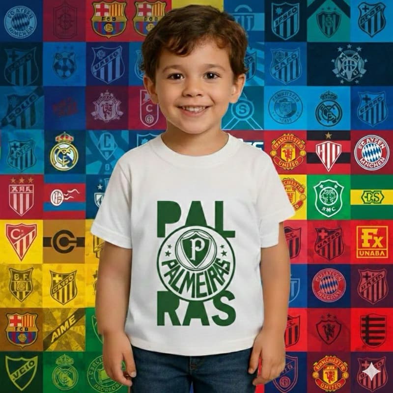 Camiseta Infantil Kids 100% Algodão, tamanhos 2 a 16